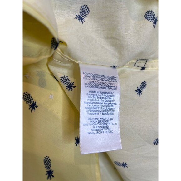 Chaps Shirt Mens Small Button Down Short Sleeve Top Yellow Pineapple Casual Work - Picture 7 of 10